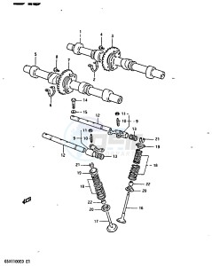 GSX1100 (Z-D) drawing CAM SHAFT - VALVE (MODEL Z)