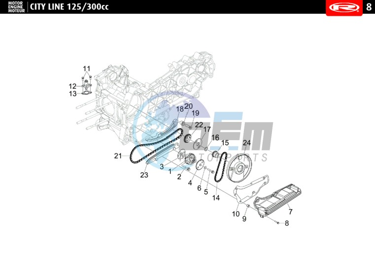 OIL PUMP - DISTRIBUTION CHAIN  125cc