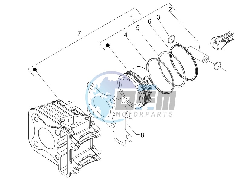 Cylinder - piston - wrist pin unit