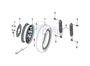 GTS 125I drawing REAR WHEEL / REAR SUSPENSION