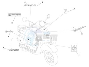 LX 50 2T E2 Touring (30Kmh) drawing Plates - Emblems