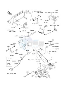 KAF 400 B [MULE 600] (B6F-B9F) B7F drawing FRONT BRAKE PIPING