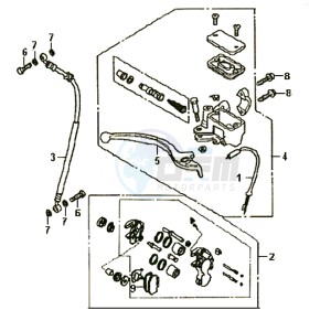 SYMPHONY 50 25KMH drawing BRAKE CALIPER FOR / BRAKE LEVER / BRAKE LINES