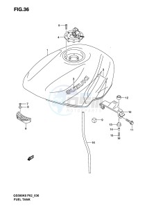 GS500 (P19) drawing FUEL TANK (MODEL K3)