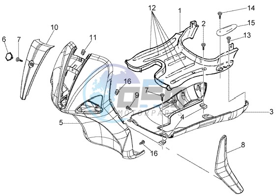 Front shield-foot board-spoiler