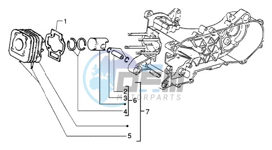 Cylinder-piston-wrist pin assy