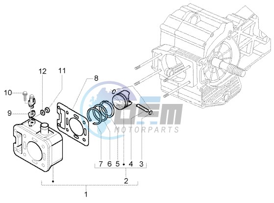 Cylinder-piston-wrist pin assy