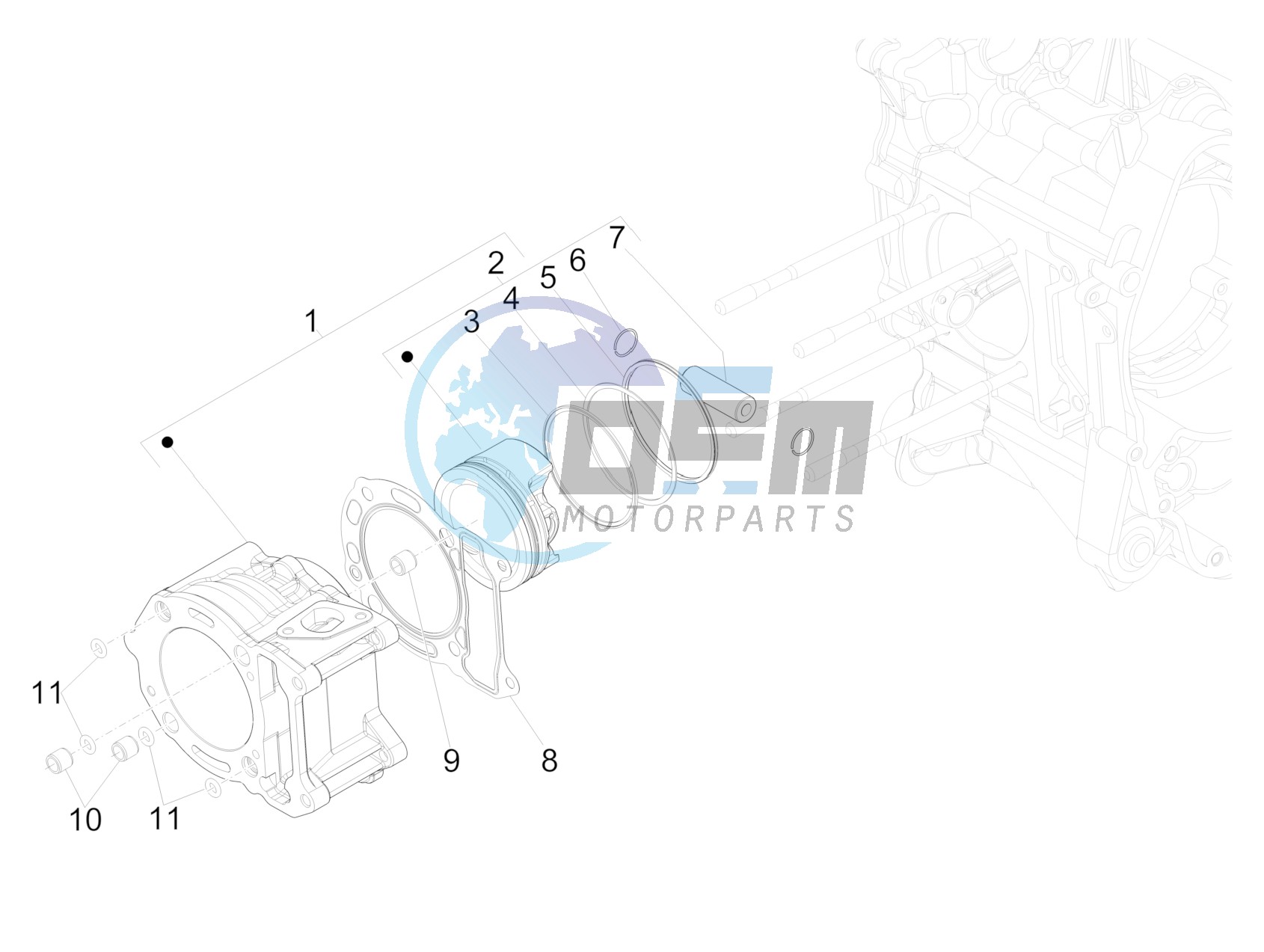 Cylinder-piston-wrist pin unit