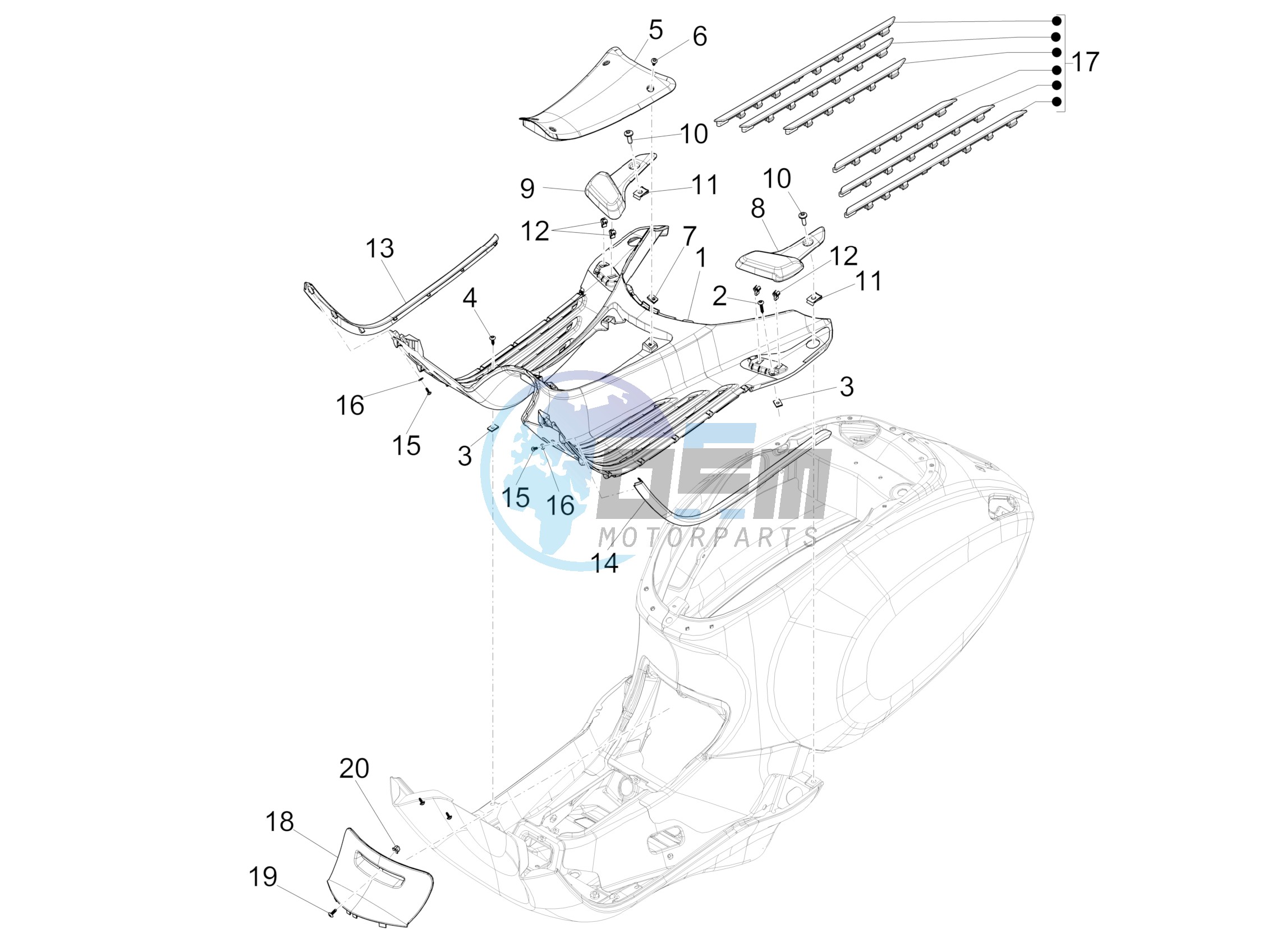 Central cover - Footrests