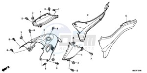 TRX500FPMD TRX500FPM Australia - (U) drawing SIDE COVER/TANK COVER