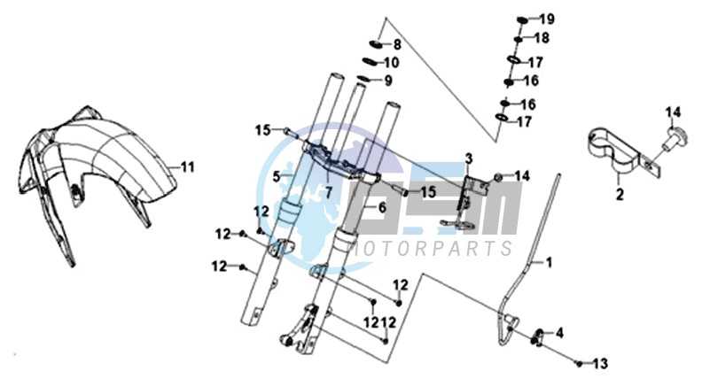 FRONT FORK CPL / FRONT MUDGUARD