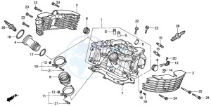 VT1100C drawing CYLINDER HEAD (REAR) (VT1100CV/CW/C2)