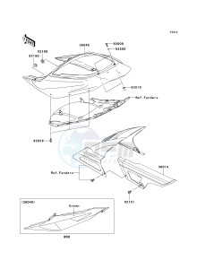 ZX 600 B [NINJA ZX-6RR] (K1) [NINJA ZX-6RR] drawing SIDE COVERS_CHAIN COVER