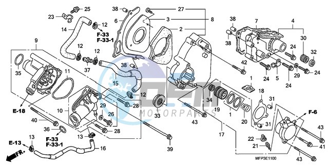 LEFT REAR COVER/WATER PUM P