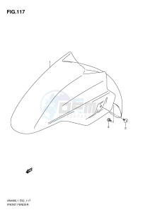 AN400 (E2) Burgman drawing FRONT FENDER (AN400L1 E19)