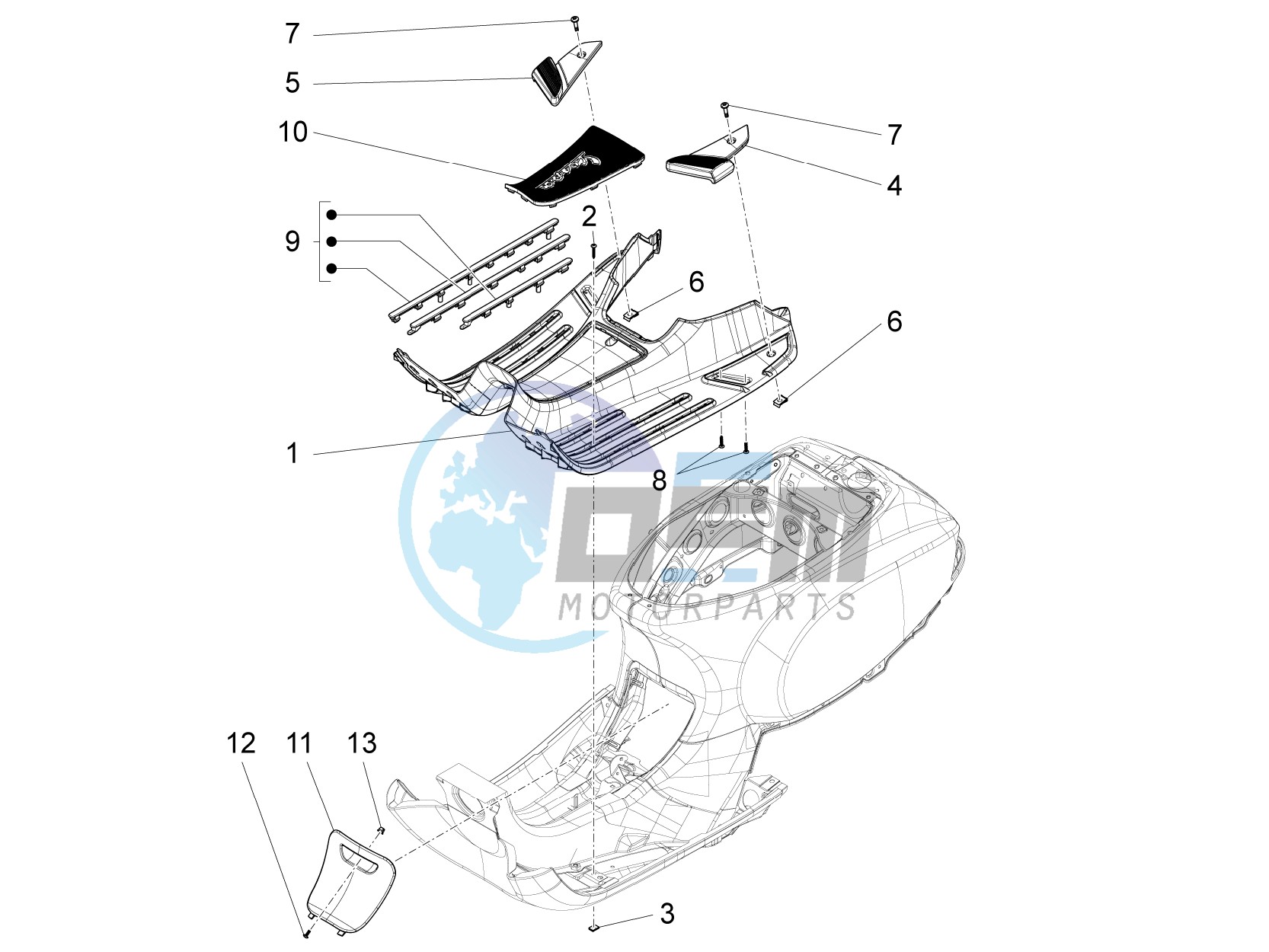 Central cover - Footrests