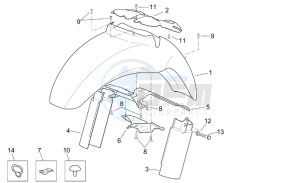 Scarabeo 125-200 e2 (eng. piaggio) drawing Front body - Front mudguard