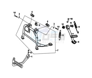 ORBIT II 50 45KMH (L8) EU drawing MIDDLE STAND -SIDE STAND- KICKSTART PEDAL