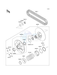 KRF 750 C [TERYX 750 4X4] (C8F) C8F drawing DRIVEN CONVERTER_DRIVE BELT