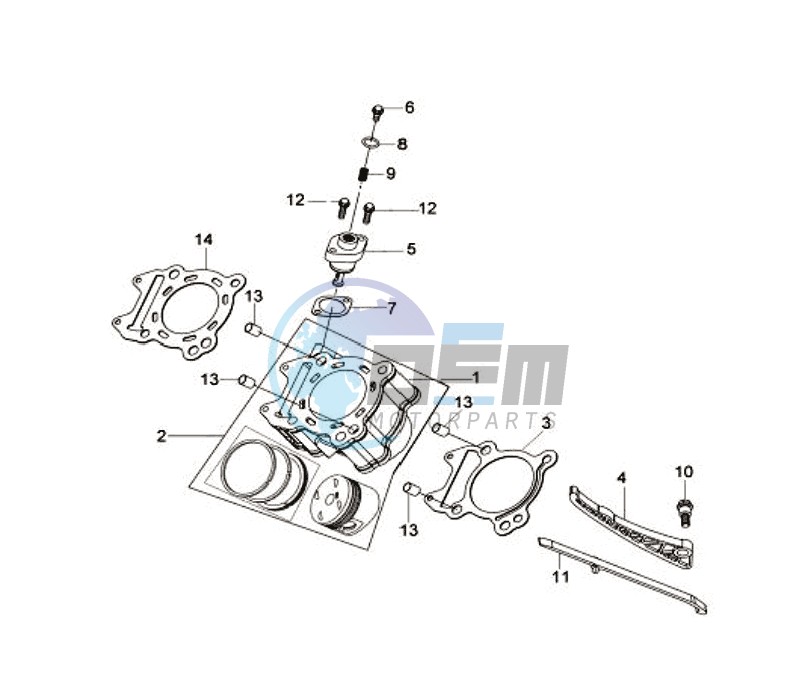 CYLINDER MET PISTON / CYLINDER GASKETS TOP AND BOTTOM