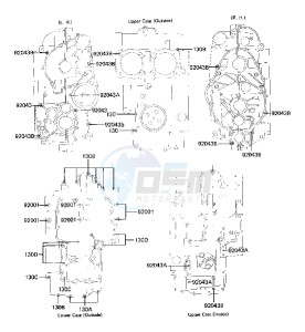 KZ 750 M [CSR TWIN] (M1) [CSR TWIN] drawing CRANKCASE BOLT & STUD PATTERN