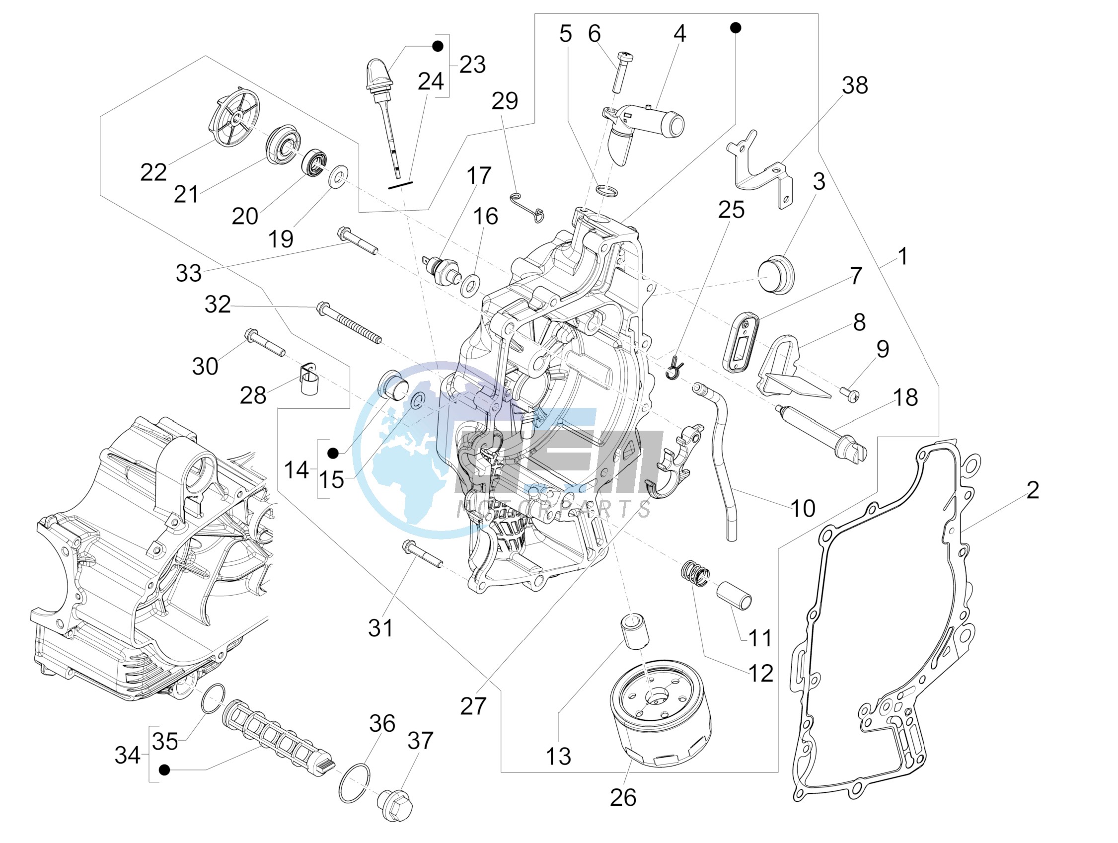 Flywheel magneto cover - Oil filter