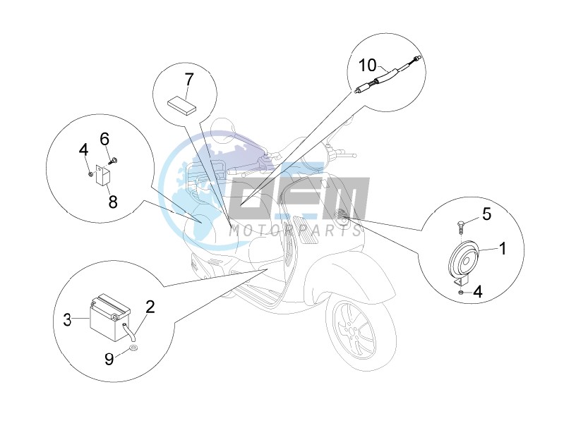 Control switches - Battery - Horn