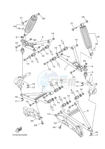 YXM700E YXM700PHE VIKING EPS HUNTER (1XPB) drawing FRONT SUSPENSION & WHEEL