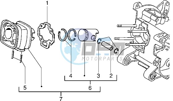 Cylinder-piston-wrist pin assy