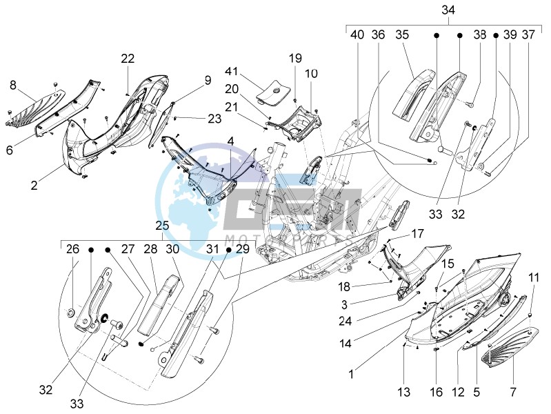 Central cover - Footrests