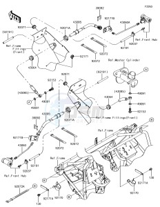 MULE SX 4x4 KAF400HHF EU drawing Front Brake Piping