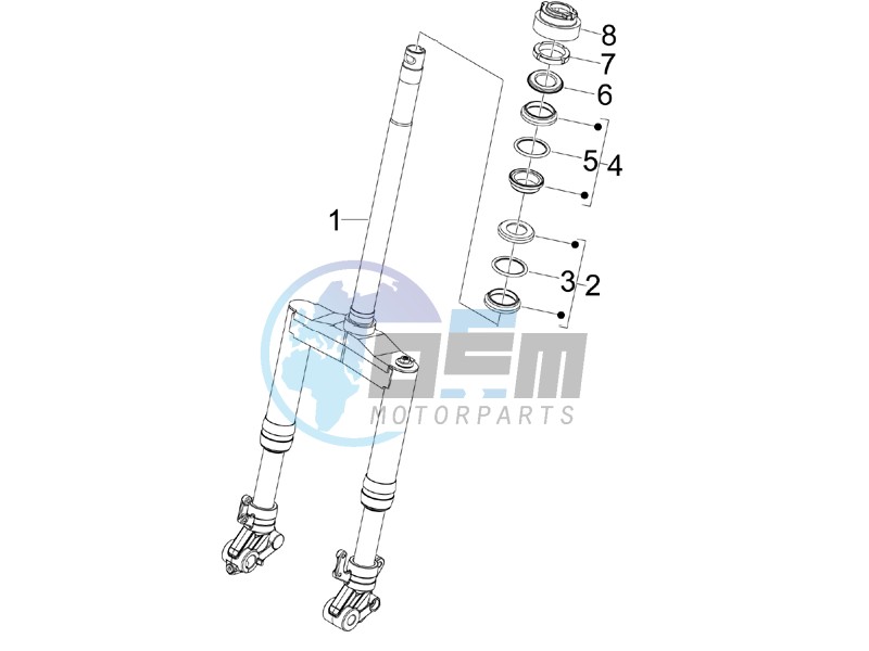 Fork steering tube - Steering bearing unit