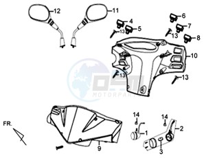 X'PRO 50 (45 KM/H) (AE05W4-FR) (L4-M1) (M1 - 2021) drawing HEADLIGHTKAP / MIRRORS / CONTROLS