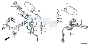 CB1000RB drawing SWITCH/ CABLE/ MIRROR