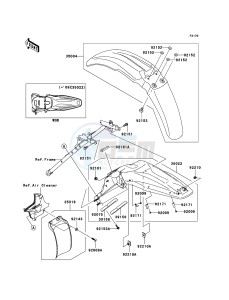 KLX450R KLX450ACF EU drawing Fenders