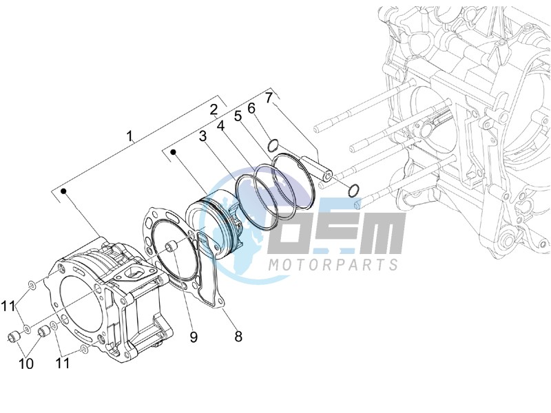 Cylinder-piston-wrist pin unit