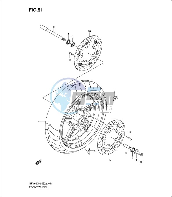 FRONT WHEEL (SFV650 K9 - L4)