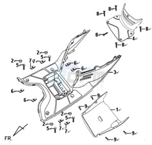 SYMPHONY 125 SR drawing FOOTREST / FRAME COWLING