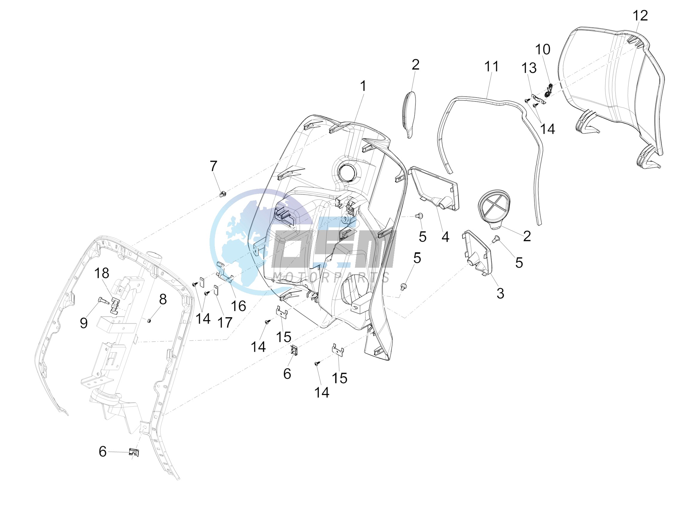 Front glove-box - Knee-guard panel