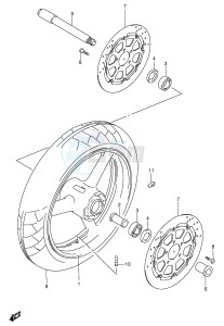 GSX-R750 (E2) drawing FRONT WHEEL (MODEL W X)