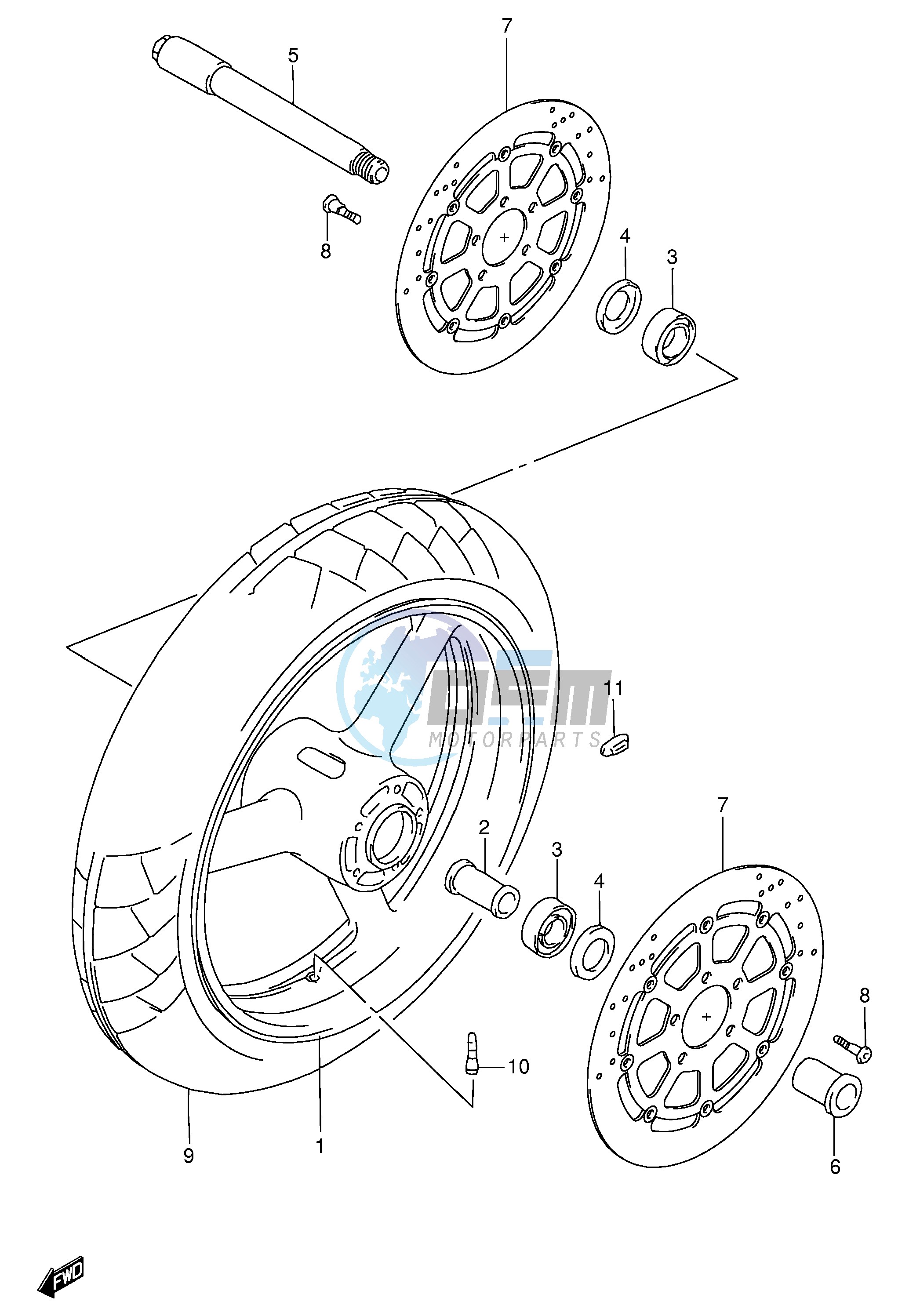 FRONT WHEEL (MODEL W X)