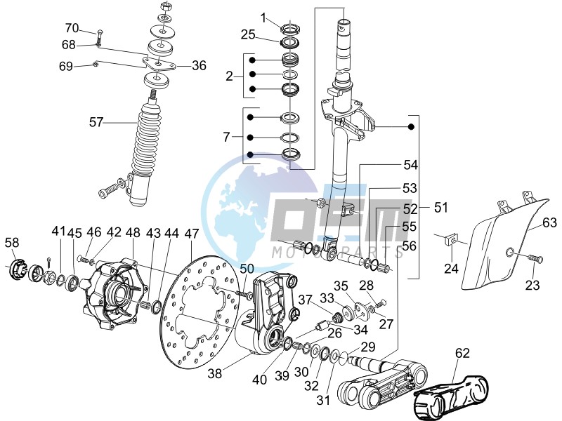 Fork - steering tube - Steering bearing unit