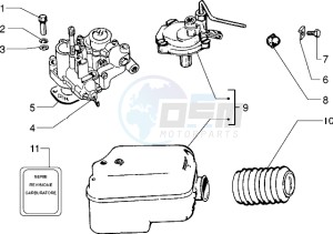 PX 125 E drawing Carburettor-air cleaner