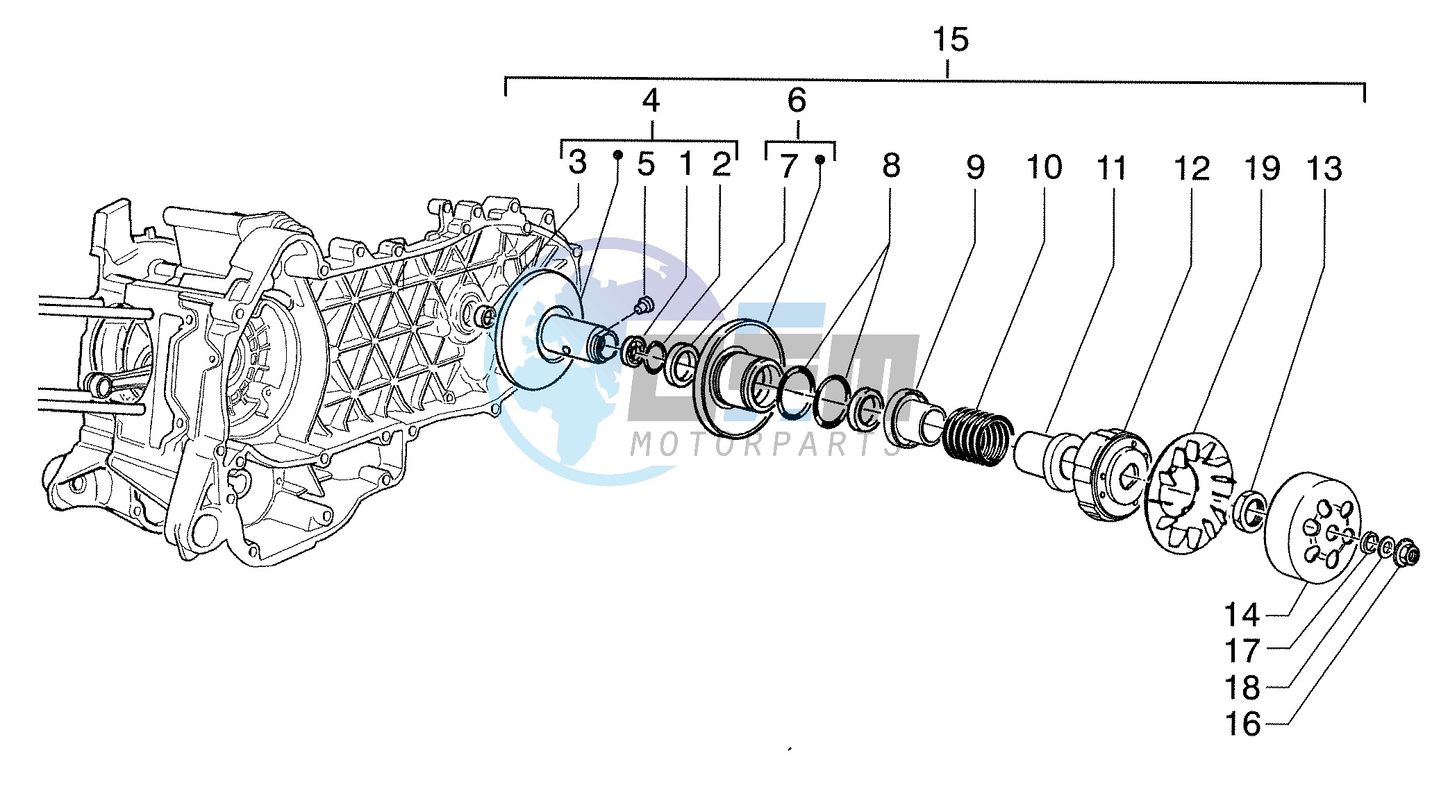 Driven pulley shaft