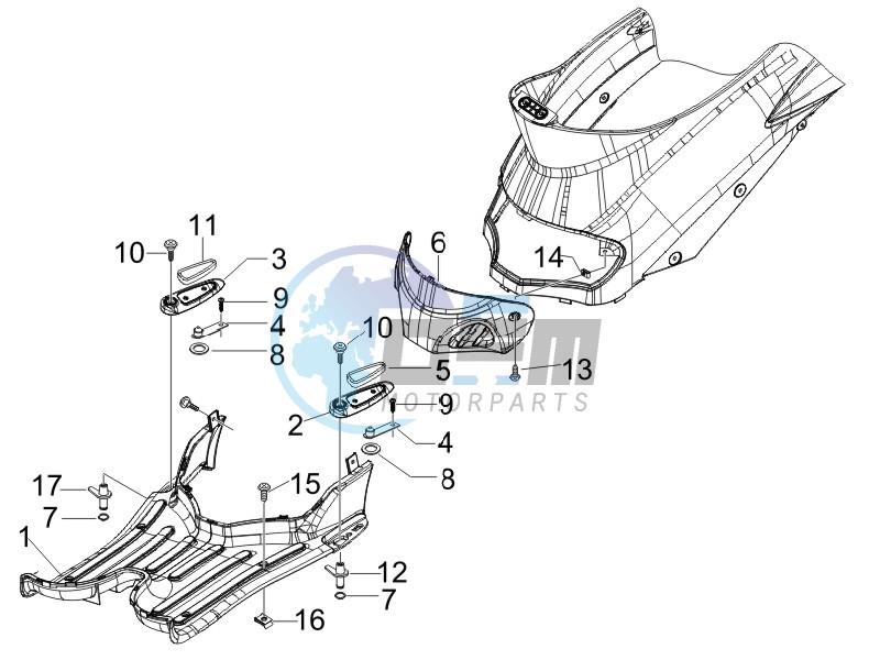 Central cover - Footrests