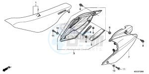 CRF250XD CRF250R Europe Direct - (ED) drawing SEAT/SIDE COVER