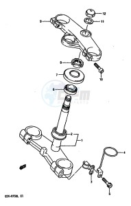 GSX-R750 (J-K-L) drawing STEERING STEM (MODEL L)