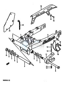 DR600R (E2) drawing REAR SWINGING ARM (MODEL K)