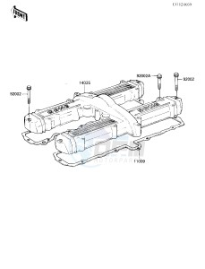 ZX 750 E [GPZ 750 TURBO] (E1-E2) [GPZ 750 TURBO] drawing CYLINDER HEAD COVER