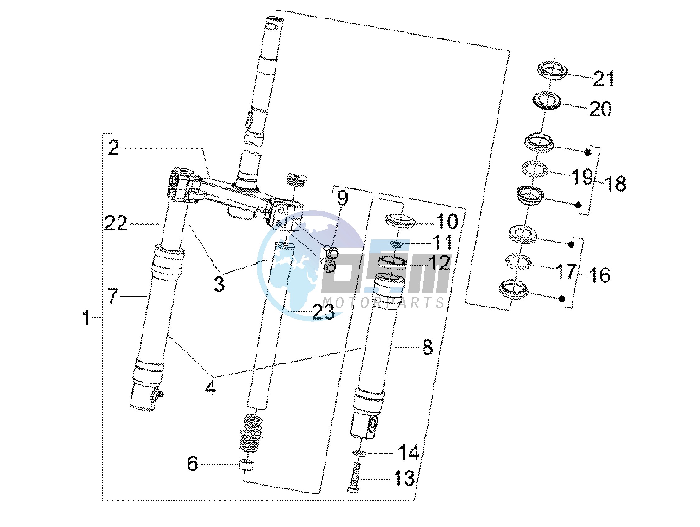 Fork steering tube - Steering bearing unit